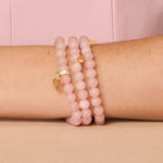 Pulseira Lais Quartzo Rosa Coração Zircônia Folheado a Ouro 18k - Piuka
