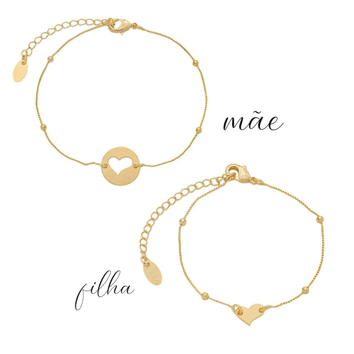 Pulseira Mãe e Filha Ana Luísa Coração Folheadas a Ouro 18k