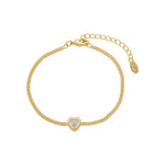 Pulseira Malha Gisele Coração Zircônia Folheado a Ouro 18k - Piuka