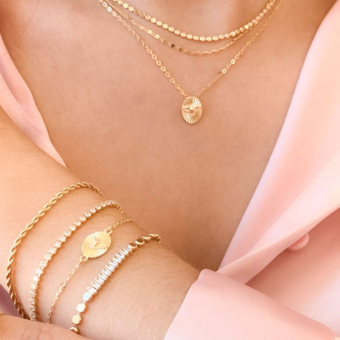 Pulseira Mini Medalha Espírito Santo Folheado a Ouro 18k