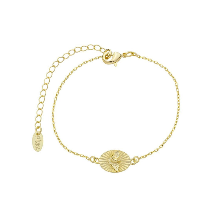 Pulseira Mini Medalha Espírito Santo Folheado a Ouro 18k