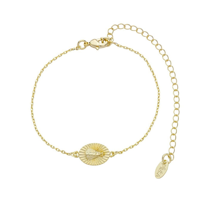 Pulseira Mini Medalha Nossa Senhora Aparecida Folheado a Ouro 18k