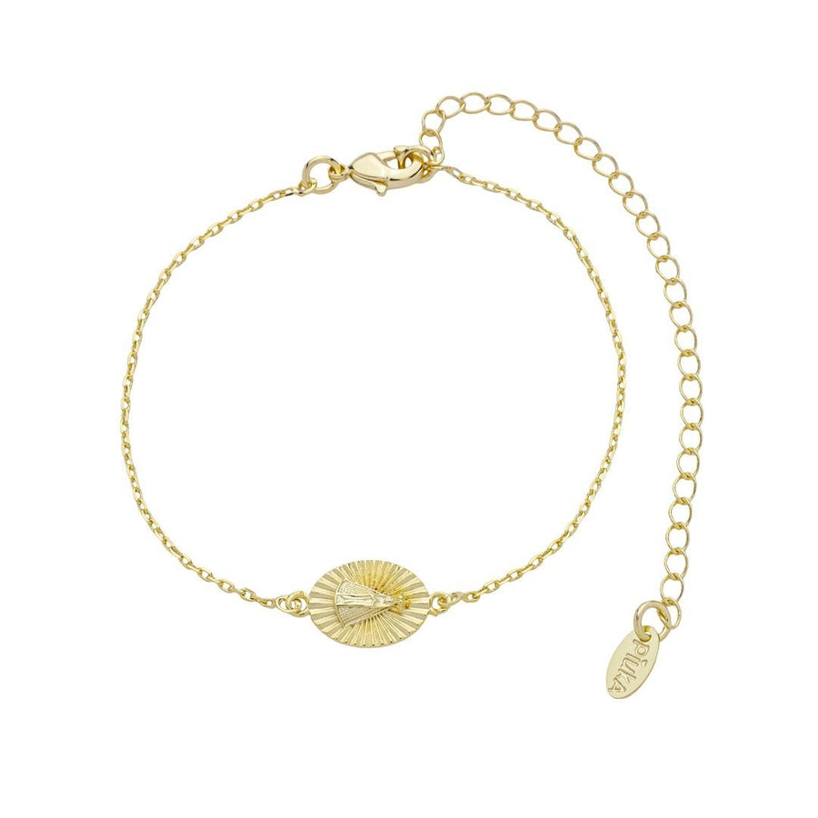 Pulseira Mini Medalha Nossa Senhora Aparecida Folheado a Ouro 18k - Piuka