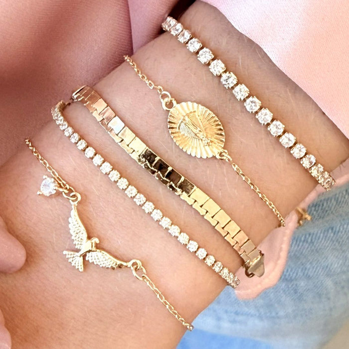 Pulseira Mini Medalha Nossa Senhora Aparecida Folheado a Ouro 18k
