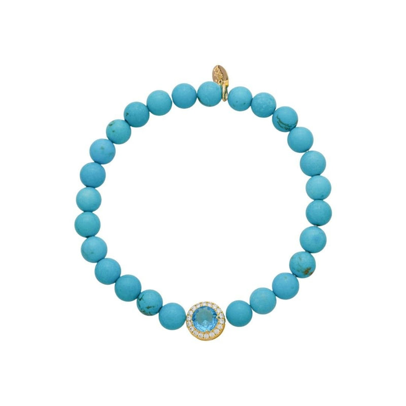 Pulseira Nádia Howlita Turquesa Zircônias Folheado a Ouro 18k - Piuka