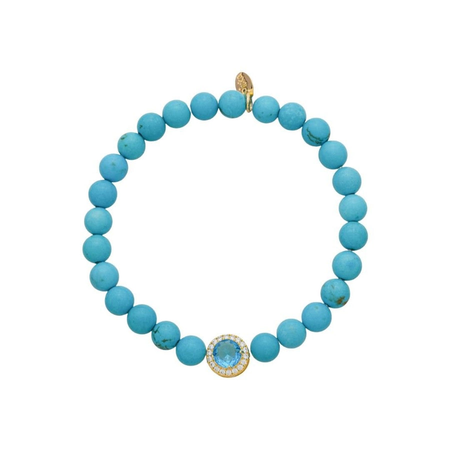 Pulseira Nádia Howlita Turquesa Zircônias Folheado a Ouro 18k - Piuka