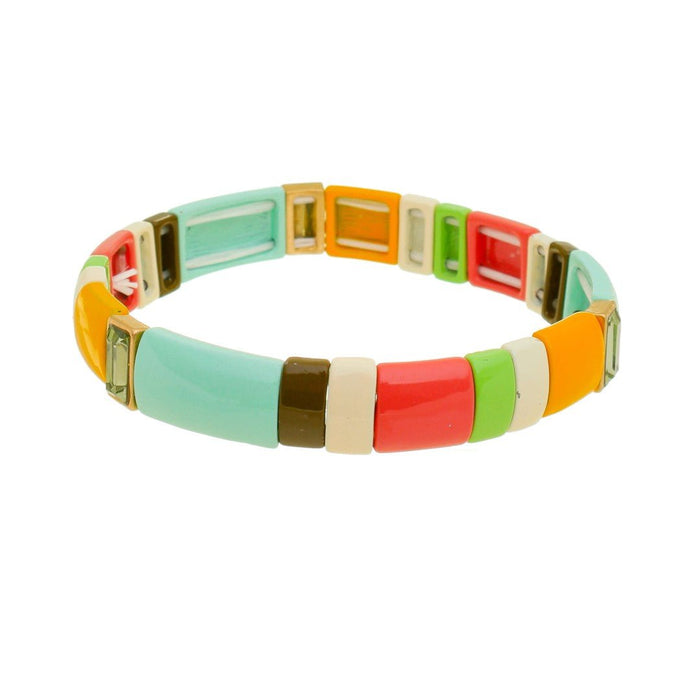 Pulseira Nena Retangulos Metal Verde Água