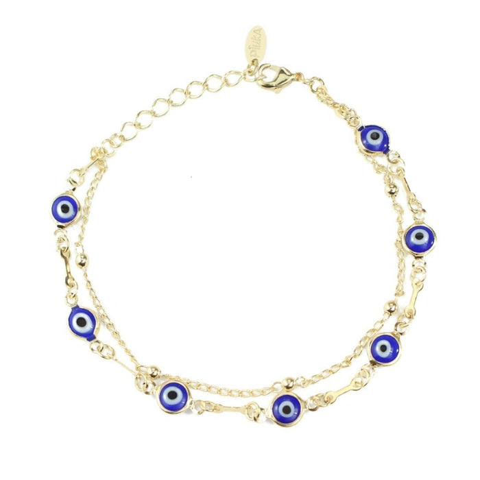 Pulseira Olho Grego 2 Voltas Folheada em Ouro 18k Cecília