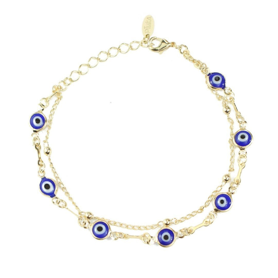 Pulseira Olho Grego 2 Voltas Folheada em Ouro 18k Cecília - Piuka