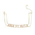 Pulseira Personalizada Nome Corrente Dupla Zircônias Folheada a Ouro 18k - Piuka