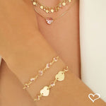 Pulseira Piuka Ajustável Betina Metal Zircônias Rosa Folheada a Ouro 18k - Piuka