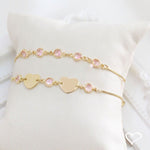 Pulseira Piuka Ajustável Betina Metal Zircônias Rosa Folheada a Ouro 18k - Piuka