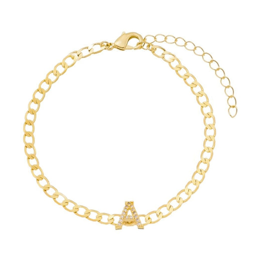 Pulseira Piuka Hana Letra Inicial Zircônias Folheada a Ouro 18k - Piuka