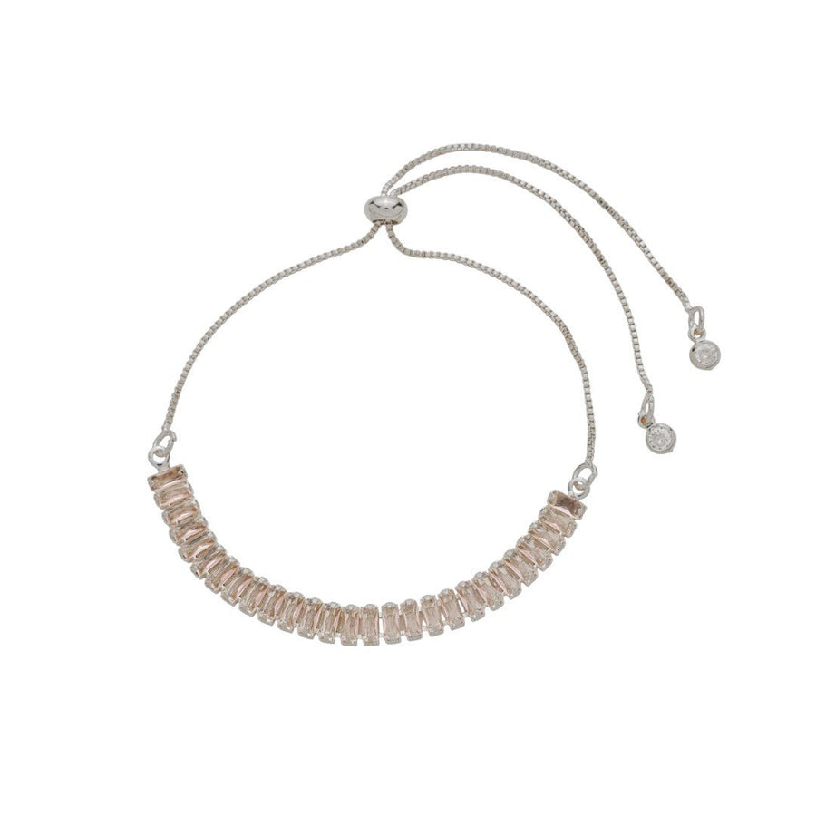 Pulseira Rivera Taylor Zircônia Rosa Folheada em Ródio Branco - Piuka