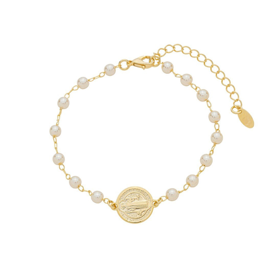 Pulseira São Bento Pérolas Folheado a Ouro 18k - Piuka