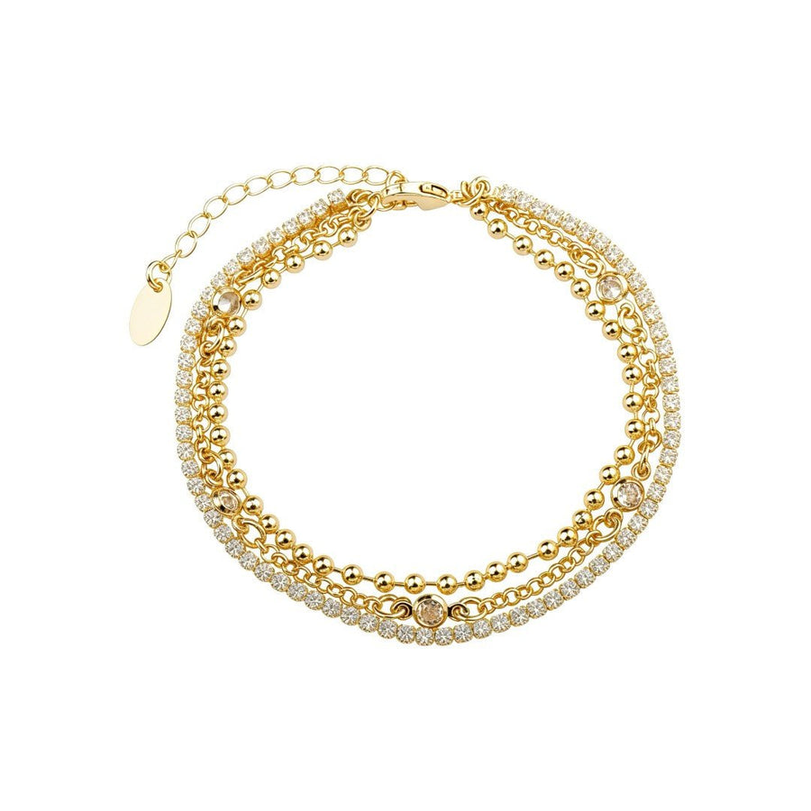 Pulseira Três Voltas Maia Zircônias Folheada a Ouro 18k - Piuka