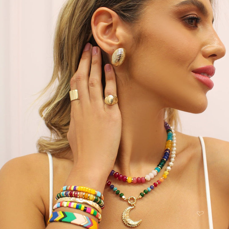 Pulseiras Drika Mini Losangos Metal Amarela - Piuka