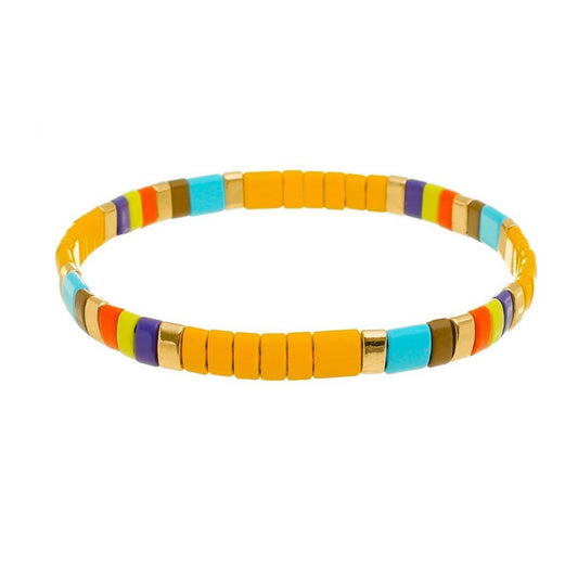 Pulseiras Drika Mini Losangos Metal Amarela - Piuka