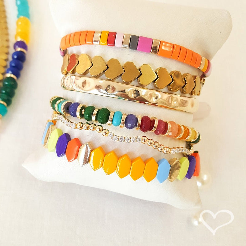 Pulseiras Drika Mini Losangos Metal Laranja - Piuka