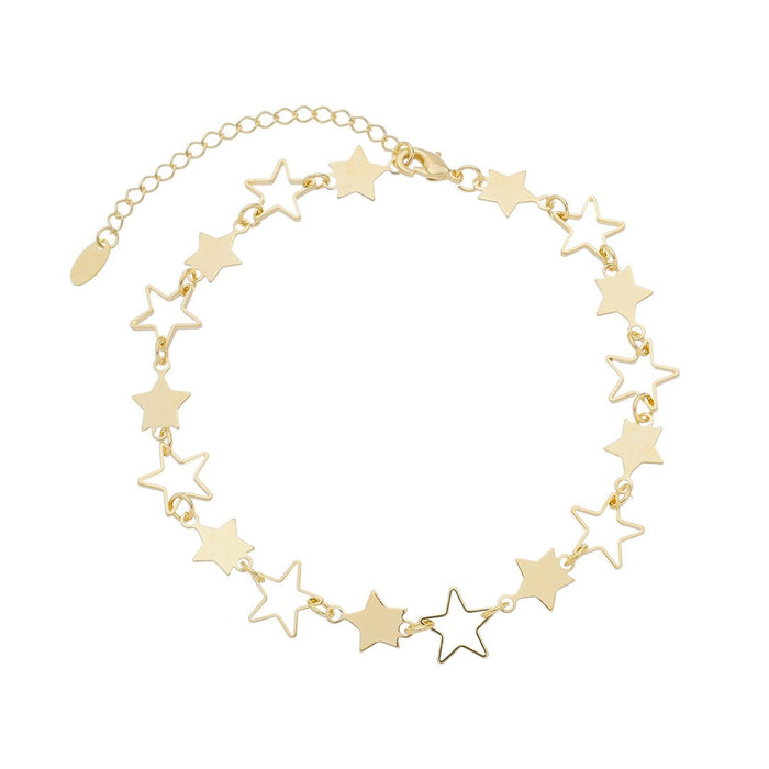 Tornozeleira Constelação Estrelas Sirius Folheada a Ouro 18k