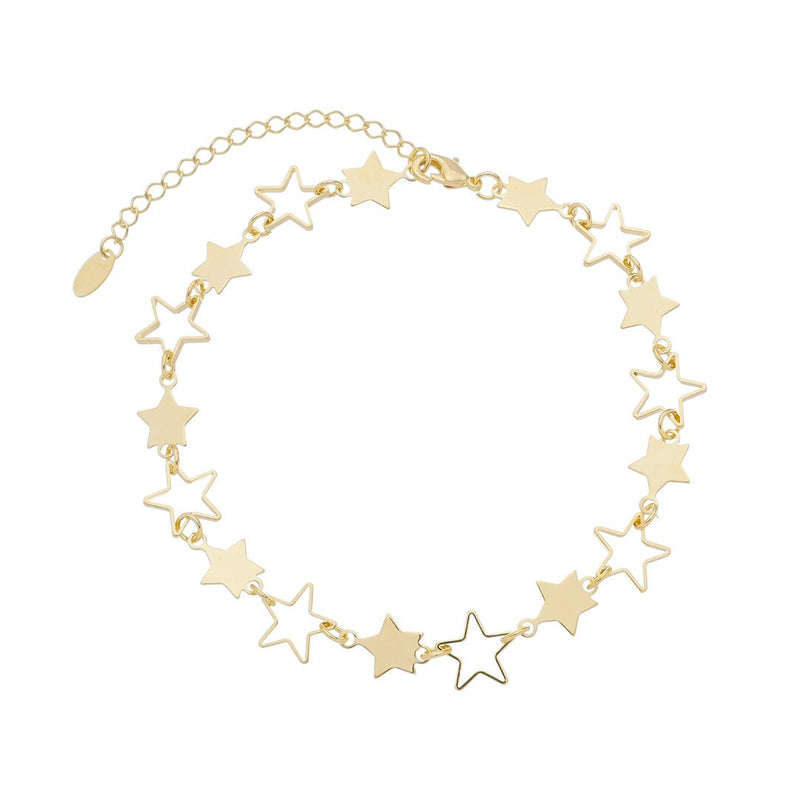 Tornozeleira Constelação Estrelas Sirius Folheada a Ouro 18k - Piuka