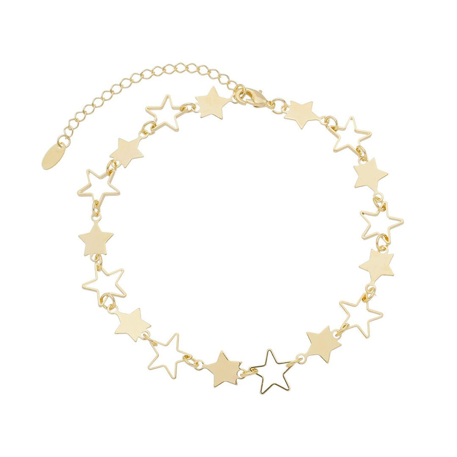 Tornozeleira Constelação Estrelas Sirius Folheada a Ouro 18k - Piuka