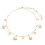 Tornozeleira Coral Conchas e Medalhas Folheada a Ouro 18k - Piuka