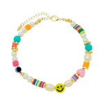 Tornozeleira Piuka Kaly Smile Estrela Pérolas Fimos Murano Multicolorido - Piuka