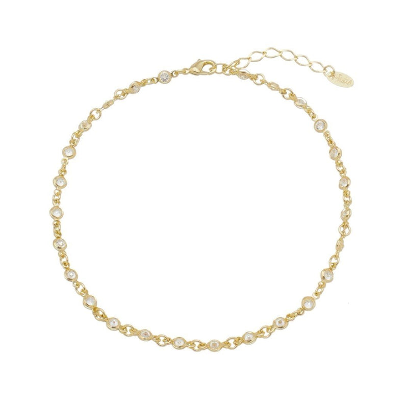 Tornozeleira Piuka Mari Zircônias Cristal Folheada a Ouro 18k - Piuka