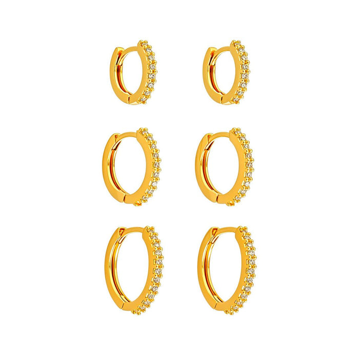 Trio de Argolinhas Aurora Zircônias Folheado a Ouro 18k