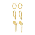 Trio de Argolinhas e Ear Line Ayla Zircônias Folheado a Ouro 18k - Piuka
