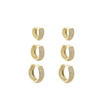 Trio de Brincos Ana Laura Zircônias Foheado a Ouro 18k - Piuka