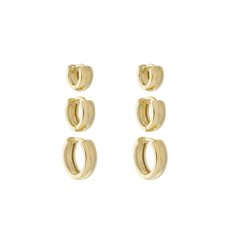 Trio de Brincos Ana Livia Folheado a Ouro 18k - Piuka