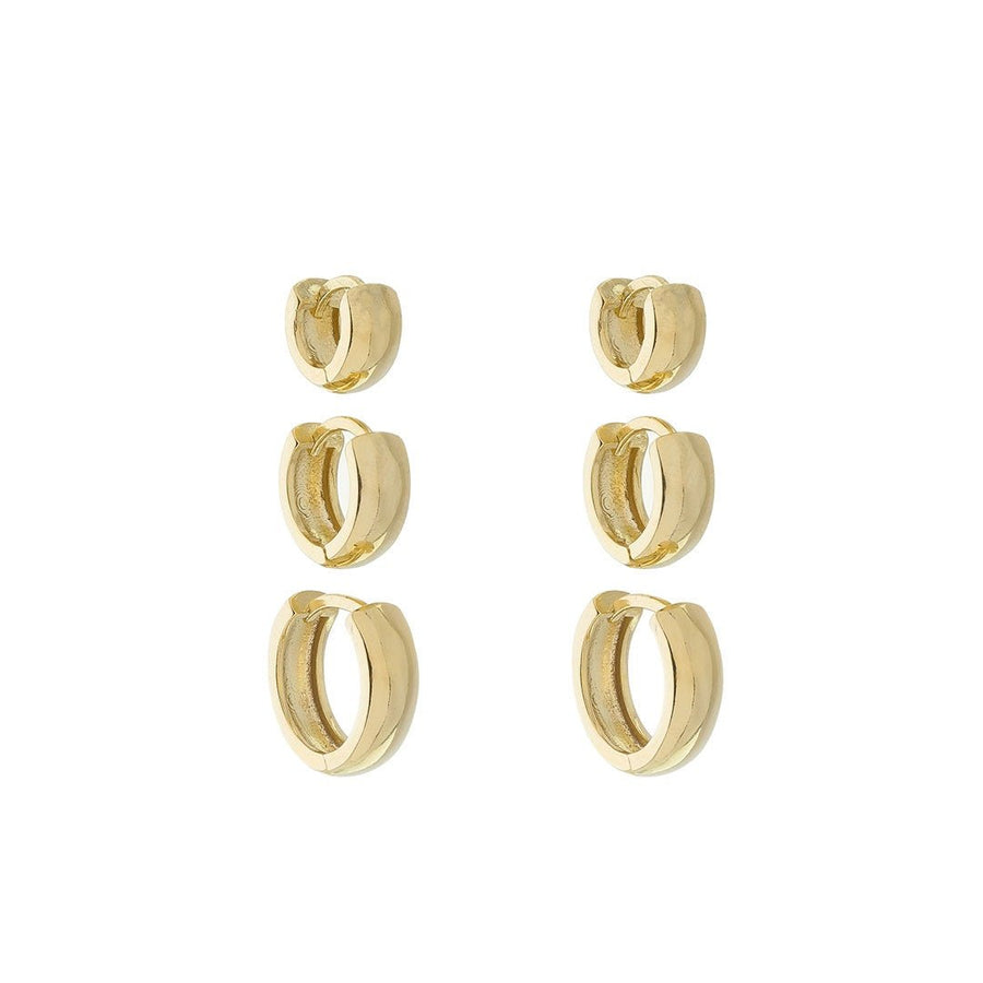 Trio de Brincos Ana Livia Folheado a Ouro 18k - Piuka