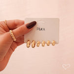 Trio de Brincos Ana Livia Folheado a Ouro 18k - Piuka