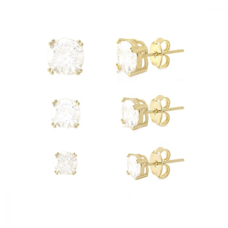 Trio de Brincos Ana Paula Ponto de Luz Zircônia Folheado a Ouro 18k - Piuka