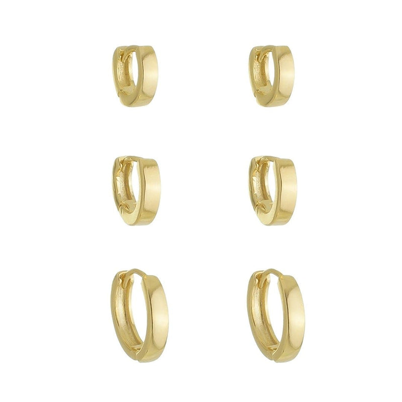 Trio de Brincos Argolinha Gaby Folheado a Ouro 18k - Piuka