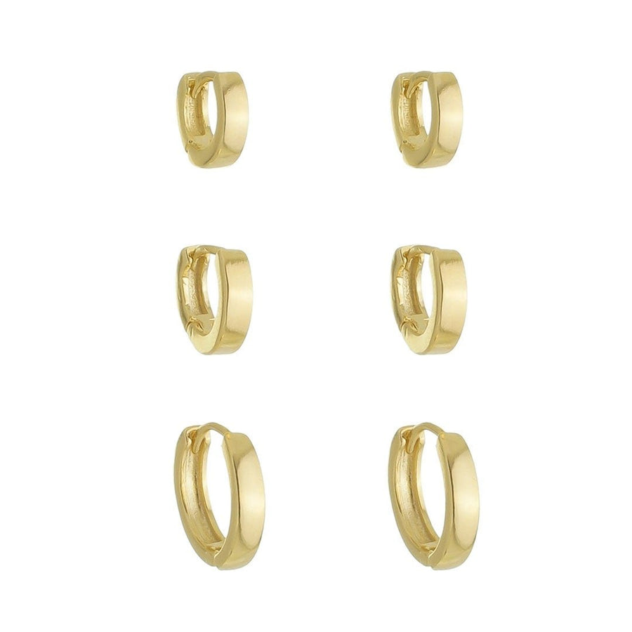 Trio de Brincos Argolinha Gaby Folheado a Ouro 18k - Piuka