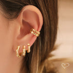 Trio de Brincos Argolinha Josi Folheado a Ouro 18k - Piuka