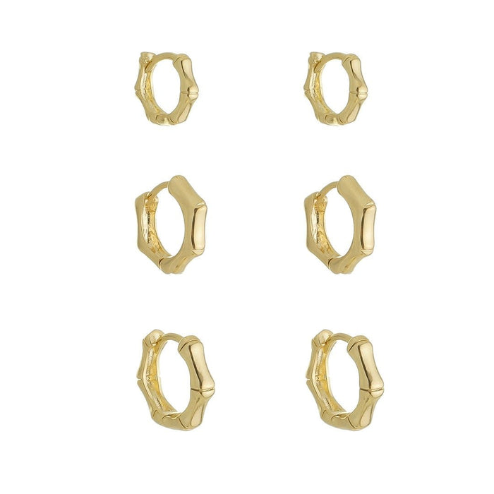 Trio de Brincos Argolinha Josi Folheado a Ouro 18k