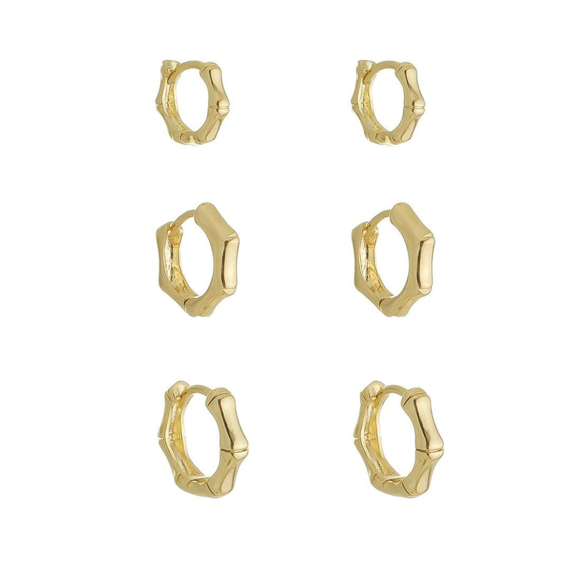 Trio de Brincos Argolinha Josi Folheado a Ouro 18k - Piuka