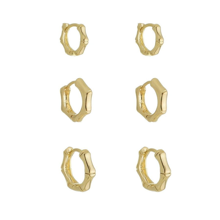 Trio de Brincos Argolinha Josi Folheado a Ouro 18k - Piuka