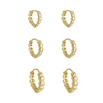 Trio de Brincos Argolinha Mary Folheado a Ouro 18k - Piuka