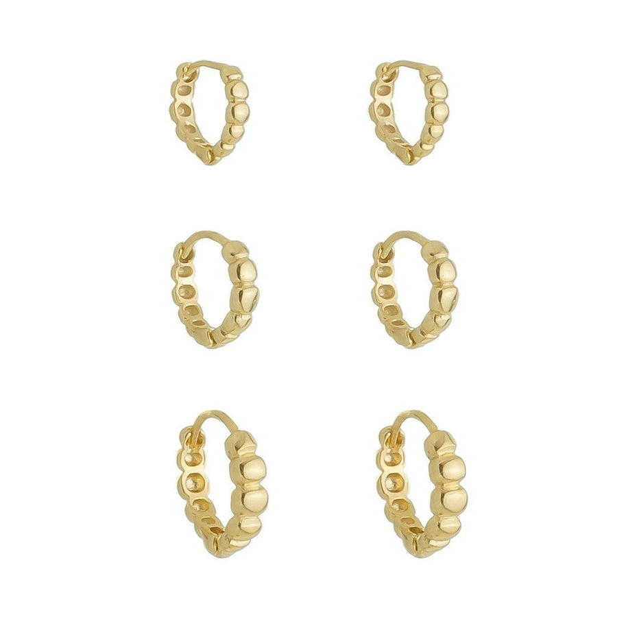 Trio de Brincos Argolinha Mary Folheado a Ouro 18k - Piuka