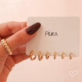 Trio de Brincos Argolinha Mary Folheado a Ouro 18k - Piuka