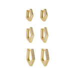 Trio de Brincos Argolinha Patty Zircônias Folheado a Ouro 18k - Piuka