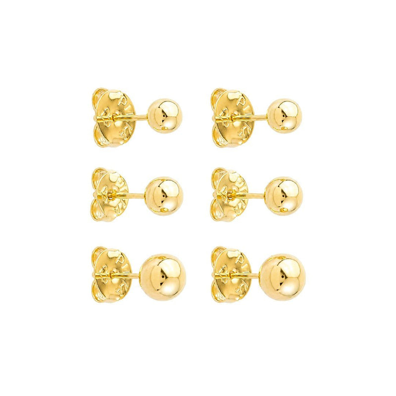 Trio de Brincos Bolinha Selena Folheado a Ouro 18k - Piuka