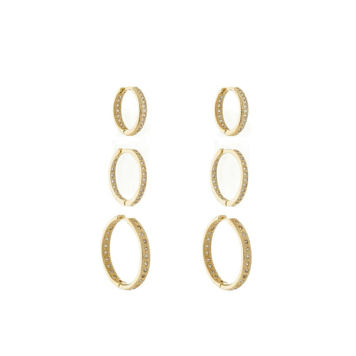 Trio de Brincos Clarice Zircônias Folheado a Ouro 18k