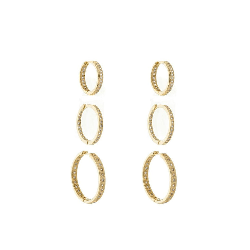 Trio de Brincos Clarice Zircônias Folheado a Ouro 18k - Piuka