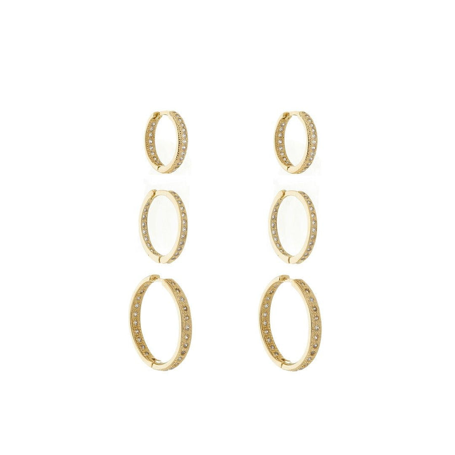Trio de Brincos Clarice Zircônias Folheado a Ouro 18k - Piuka
